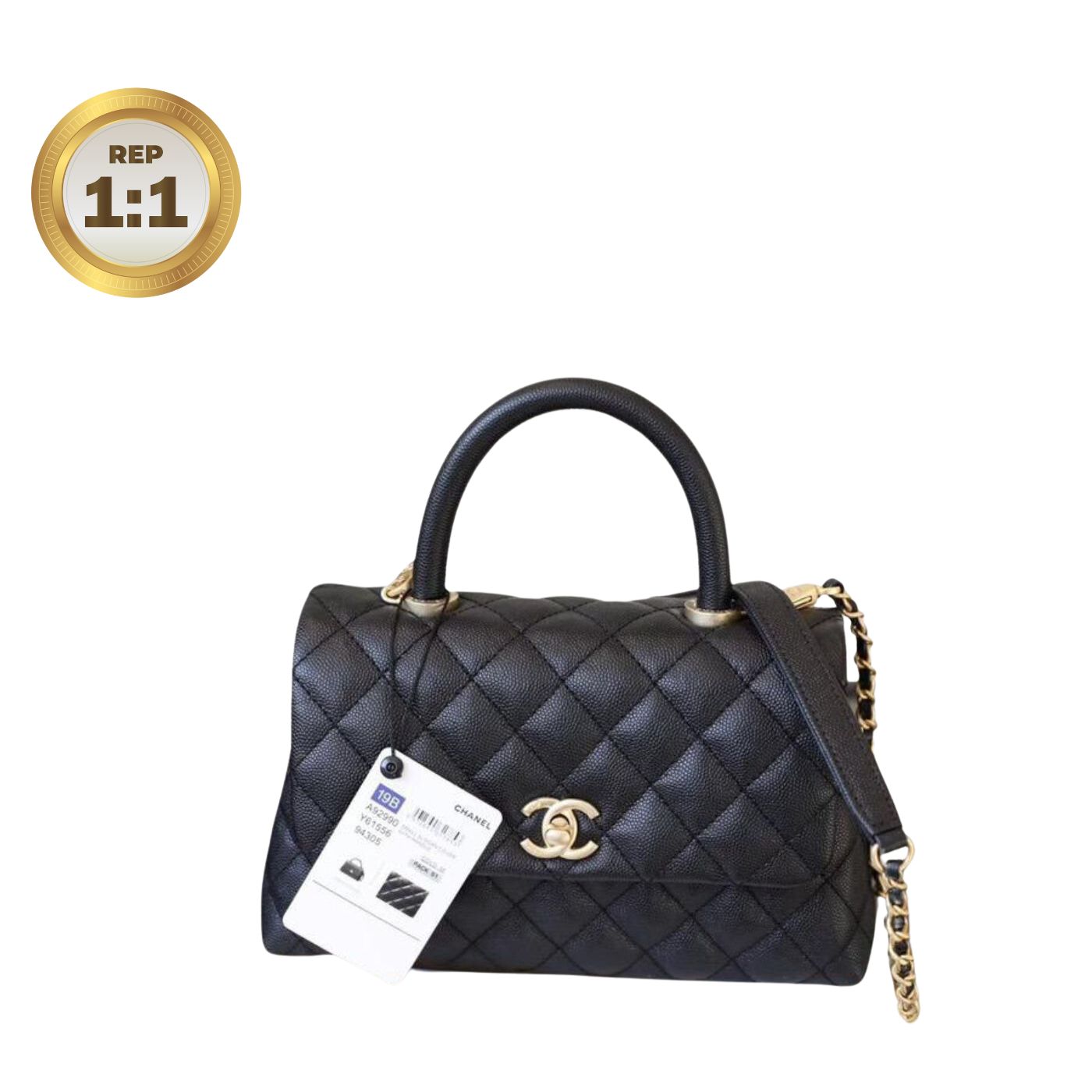 [REP 1:1] Chanel Coco With Top Handle Bag Black For Women 9.4in/24cm